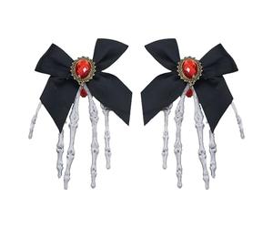 Clip per capelli scheletrici, grandi fermagli per Halloween, elegante fiocco a cranio, 2 pezzi, per donne, festival di matrimonio, masquerade, cosplay, feste, compleanni, impugnature per capelli