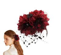 Clip per Capelli Spessi Barrette Floreali con Tasselli e Perline in Chiffon