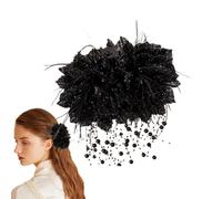 Clip per Capelli Spessi Barrette Floreali con Tasselli e Perline in Chiffon