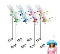 Clip per cappello a forma di libellula, clip colorate per esterni, decorazione da giardino colorata realistica, paletti naturali, dispositivi per spaventare le mosche, per interni ed esterni