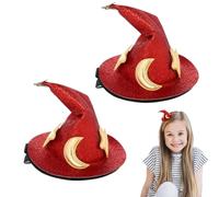 Clip per cappello da mago, forcina di Halloween - 2 pezzi di copricapo per costume di Halloween - Clip per capelli lucidi riutilizzabili per cappello di disegno della stella e per il