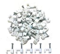 Clip per cavi elettrici piatti in plastica bianca per TV e telefono, per Internet, 50 pezzi (4 mm)