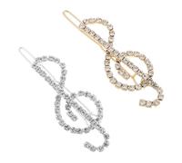 Clip per Chioma a Note Musicali con Pietre Brillanti, 2 Pezzi, Lega | Stile Vintage Elegante, Uso come Fermaglio o Spilla, per Feste e Spettacoli Sul Palco