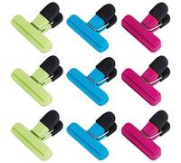 Clip per Cibo, 9 Pezzi Mollette Plastica di Tenuta Pinze Chiudi Sacchetti Colorful Clamp Sealer per Caffè Patate e Cibo (3 Colori)