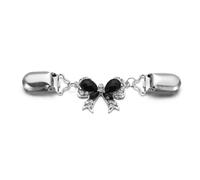 clip per cintura, Confezione da 3 fermagli for scialle e cardigan con motivo floreale retrò(B-black)