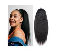 Clip per coda nei capelli Coda di cavallo diritta crespa Estensione dei capelli umani reali Naturale Yaki nero dritto Capelli remy brasiliani Coulisse Estensione della coda di cavallo Clip nel pezzo d