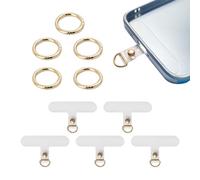 Clip per cordino per cellulare da 5 pezzi con fibbie in metallo da 5 pezzi, distanziatori universali per cellulare, toppe per cordino per cellulare, adatte per telefoni cellulari, chiavi, ecc.