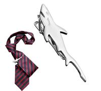 Clip Per Cravatta Clip Squalo In Metallo Antiscivolo Design Originale | Fermacravatte Divertente Ideale Come Regalo Per Uomo Testimone Di Nozze Papà Vacanza e Festività Affari Festa Appuntamento C