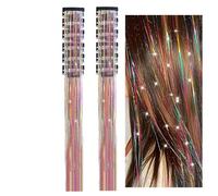 Clip per estensioni dei capelli glitterate: dodici fili di paillettes da 20 pollici, misura regolabile, strass flessibili, decorazione per acconciatura facile da applicare, pezzi decorativi d