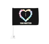 Clip per finestra con cuore colorato e punto e virgola You Matter per bandiere per auto, protezione solare, decorazione, striscione bifacciale da 12x18 pollici per camion