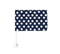 Clip per finestra esterna a pois bianchi in blu scuro bandiera auto 30x45 cm doppio lato decorazione auto