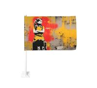 Clip per finestra esterna con graffiti per ragazza adolescente Street Art bandiera auto 30 x 45 cm doppio lato decorazione auto