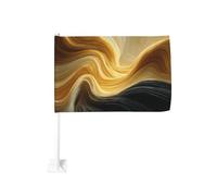 Clip per finestra esterna con motivo a onde gialle lisce color crema, 30 x 45 cm, decorazione per auto su entrambi i lati