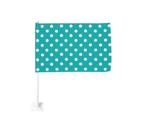 Clip per finestra esterna con motivo a pois neon verde acqua bianca bandiera auto 30x45 cm doppio lato decorazione auto