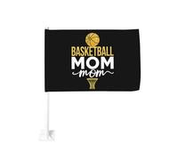 Clip per finestra glitterata con scritta "Basket Mother" per bandiere per auto, protezione solare, decorazione, striscione bifacciale da 12 x 18 pollici per camion
