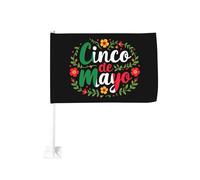 Clip per finestra per celebrazione del Cinco De Mayo per bandiere per auto, protezione solare, decorazione, striscione bifacciale da 12x18 pollici per camion