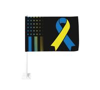 Clip per finestra per la consapevolezza della sindrome di Down per bandiere per auto, protezione solare, decorazione, striscione bifacciale da 12x18 pollici per camion