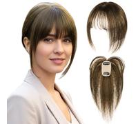 Clip per frangia, parrucchino con frangia istantanea per donna - fermaglio per capelli leggero e traspirante per coprire la fronte (marrone chiaro)