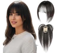 Clip per frangia, parrucchino con frangia istantanea per donna - fermaglio per capelli leggero e traspirante per coprire la fronte (nero naturale)