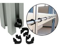 Clip per il fissaggio del cavo al profilo di costruzione, fissaggio rapido con funzione push-click, clip per cavi per profili in alluminio (tipo B scanalatura 8, diametro interno 7 mm, nero, 100,