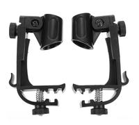 Clip per Microfono per Batteria Regolabile Nero 2 Pezzi Metallo Plastica | Clip per Microfono Rullante, Montaggio a Morsetto Sul Bordo, Supporto Regolabile per Microfono