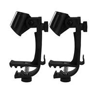 Clip per Microfono per Batteria Regolabile Supporto per Microfono in Plastica Pratico Portatile Morsetto del Tamburo del Microfono 1 Paio (Nero)