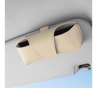 Clip per occhiali da sole e supporto per occhiali da sole per auto, con struttura in pelle PU, clip posteriore sicura mantiene gli occhiali in posizione durante la guida (beige)