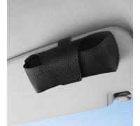 Clip per occhiali da sole in pelle PU con custodia per occhiali e supporto per parasole, clip posteriore stabile per un comodo utilizzo del veicolo (nero)