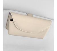 Clip per occhiali da sole in pelle PU con forte magnete e clip posteriore per una conservazione stabile e comoda (beige)