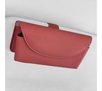 Clip per occhiali da sole in pelle PU per visiera auto con chiusura magnetica e clip posteriore stabile per evitare cadute (rosso)