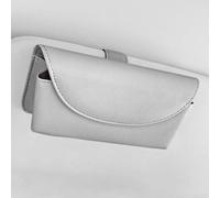 Clip per occhiali da sole in pelle PU per visiera interna auto con forte magnete e fissaggio posteriore a posizione fissa installazione (grigio)