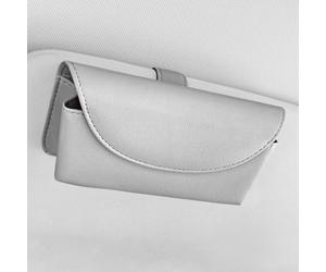 Clip per occhiali da sole in pelle PU per visiera interna auto con forte magnete e fissaggio posteriore a posizione fissa installazione (grigio)