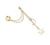 Clip per orecchio in lega d'oro argento con ciondolo luna stella per donne ragazze gioielli fatti a mano geometrici accessori per orecchio senza orecchini forati per le donne, Misura unica, come