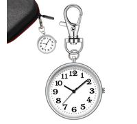 Clip per orologio da taschino, rotondo, con fibbia per chiave, portachiavi, orologio da tasca portatile, moschettone luminoso, elegante e squisito ciondolo per famiglia, amici, amanti, Argento, Refer