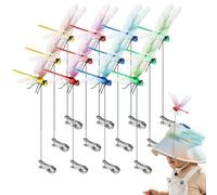 Clip per palo a libellula, 12 clip realistiche a libellula finta, libellule simulate, decorazione realistica con piccoli animali da giardino, ornamento biologico naturale, inserto palo e P