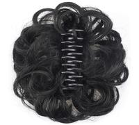 Clip per panino per capelli per donne artiglia regolabile cingola disordinata clip per capelli senza gusto coda di cavallo finto per un aspetto più pieno, nero naturale