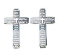 Clip per Parasole Auto a Forma di Croce, Set da 2 Benedizione di Preghiera per il Viaggio, Clip per Parasole Auto, Regalo per Guidatori e Persone Care (Argento)