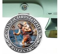 Clip per Parasole Auto St. Christopher, Set da 2 Medaglie Saint Christopher per Parasole Auto, Patrono dei Viaggiatori, Regalo di Protezione per Guidatori e Persone Care
