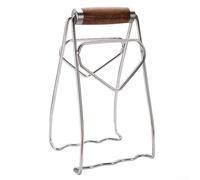 Clip per pentole in acciaio inox, 19 x 9,5 x 2 cm, utensile da cucina resistente al calore, base concava-convessa antiscivolo, manico ergonomico in legno, per la manipolazione di pentole e piatti