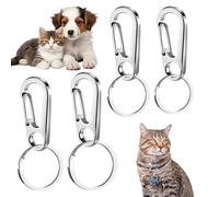 Clip per piastrine in acciaio inox, 7,8 cm, anello portachiavi a cerchio | 4 pezzi clip rapide | Porta targhette identificative per cani e gatti, collari, portachiavi e creazione di gioielli