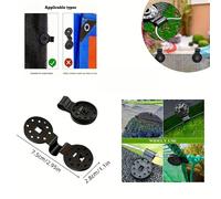 Clip per rete parasole in plastica PP nera spessa, con fori rotondi e fermagli impermeabili - Durevole in ogni condizione atmosferica, design dentellato nero multitaglia per fissaggio di tende da sole