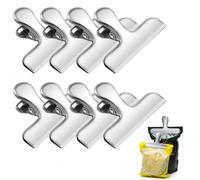 Clip per sacchetti da 8 pezzi Clip per sacchetti per patatine in acciaio inossidabile di 4 dimensioni Clip per sacchetti per alimenti per caffè con impugnatura per tenuta resistente all'aria