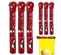 Clip per sacchetti di patatine fritte, 6 pezzi, riutilizzabili, antiscivolo, resistenti, sigillanti e richiudibili, con marcature di misurazione