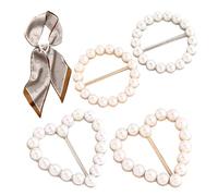 Clip per sciarpa, anello della sciarpa - Clip per cravatta a maglietta 4x per donne con perle - di abbigliamento di moda per scialle, maglione, vestito, cravatta