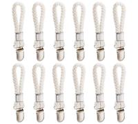 Clip per strofinacci da cucina, non richiede cuciture, morsetto in metallo resistente con anello in cotone per appendere asciugamani da cucina, beige, 4 pezzi (12 pezzi)