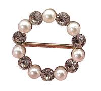 Clip per t-shirt vestiti ad angolo annodato bottone-perla strass clip fibbia cuore rotondo camicia sciarpa sciarpa di seta trasparente per le donne, Misura unica, come descritto