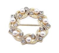Clip per t-shirt vestiti ad angolo annodato bottone-perla strass clip fibbia cuore rotondo camicia sciarpa sciarpa di seta trasparente per le donne, Misura unica, come descritto