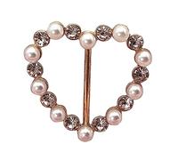 Clip per t-shirt vestiti ad angolo annodato bottone-perla strass clip fibbia cuore rotondo camicia sciarpa sciarpa di seta trasparente per le donne, Misura unica, come descritto