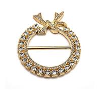 Clip per t-shirt vestiti ad angolo annodato bottone-perla strass clip fibbia cuore rotondo camicia sciarpa sciarpa di seta trasparente per le donne, Misura unica, come descritto