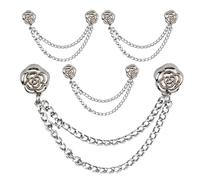 Clip per vestiti, clip per sciarpa, multiuso, con catena magnetica, set da 4 pezzi, 7 g, in metallo, 11,3 cm, per cappelli, turbanti, camicie, maniche, gonne, abiti, pantaloni, abbigliamento da donna